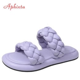 Slippers Aphixta Paars Brood Cross Flip Flop Platformvorm Met Zomer Mode Peep Toe Muilezels Slides 230718