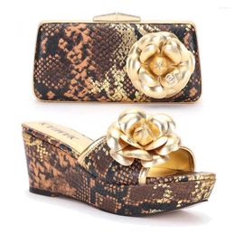 Slippers Arrivée Italian Design Brown Color Ladies Shoe With Matching Bag Sac 2024 Nigerian Shoes and for Wedding