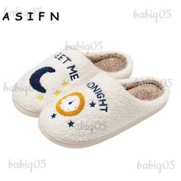 Slippers ASIFN Schattig Warm Meet Me At Midnight Slippers Kussen Slides Zacht Warm Comfort Plat Bont Vrouw Cartoon Huis Slippers Grappige Schoenen T231116