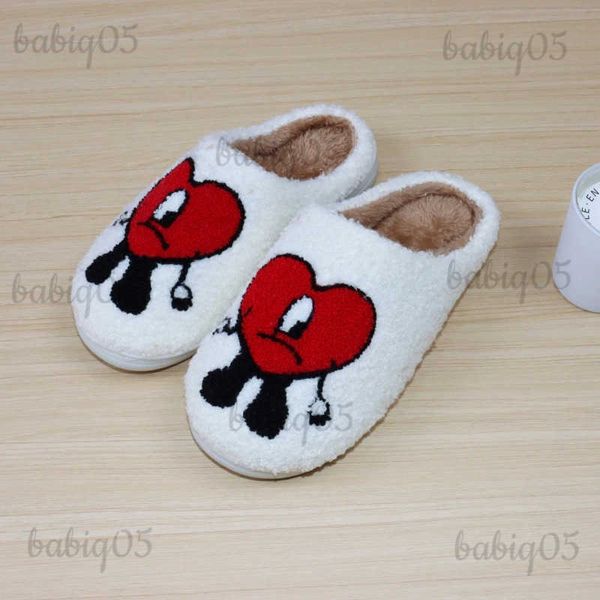 Zapatillas ASIFN Bad Bunny Heart Zapatillas Winter House Girls Cute Fluffy Un Verano Sin Ti Slipper Merch Slides Dormitorio Zapatos para el hogar T231116