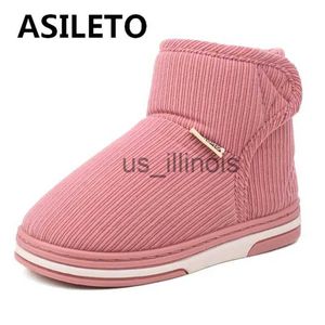 Pantoufles ASILETO enfant hiver chaud pantoufles Double crochet et boucle coton chaussures doux thermique petite taille 22 23 24 mignon peluche fourrure antidérapant J231108