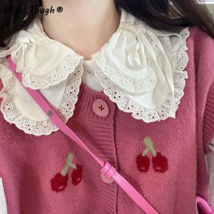 Slippers Automne Pink Tricoted Sweater Cardigan Femmes Impression Cherry Kawaii Mabillement de mode coréenne Minette de tricots mignons Pull 2022