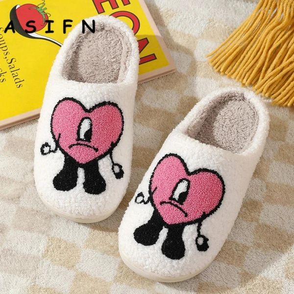 Slippers Bad mignon pantoufles de lapin pour femmes hommes de dessin animé broderie chaude chambre intérieure d'hiver motif d'amour house pantoufles