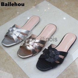 Zapatillas Bailehou Tamaño grande 36-41 Zapatillas de mujer Marca de lujo Diapositivas Verano Playa al aire libre Chanclas Resbalón en Chanclas Damas Casual Sanda J230613