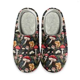 Pantoufles Beliodome Champignons Et Fleurs Witmsical Maison Coton Personnalisé Hommes Femmes Sandales Garder Au Chaud Chaussures Couple Pantoufle Thermique