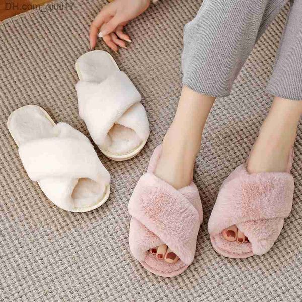 Pantoufles BEVERGREEN Hiver Femmes Maison Pantoufles Fourrure Artificielle Chaud Chaussures Plates Femmes Slip on Home Fury Dames Diapositives Plus La Taille En Gros Z230805