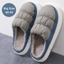 Slippers Big Size 48 49 Winter Mannen Pluche Warme Slipper Koppels Slides Down Doek Waterdicht Thuis Antislip Outdoor schoenen Flats 231117