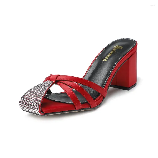 Zapatillas negras brillantes para Mujer, sandalias de fiesta de boda de diseñador de marca, zapatos de tacón clásicos de verano, talla grande, 2024