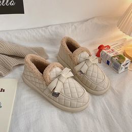 Zapatillas Pajarita Zapatos de algodón para mujer para usar la moda en invierno Versátil Felpa Manga cálida Lefu 231013