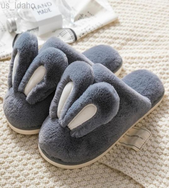 Zapatillas conejito de la piel del conejito zapatos para el hogar toboganes calientes mujeres diseñador de orejas de conejo esponjoso invierno