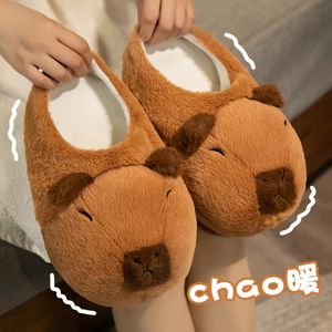 Pantoufles Capybara en peluche dessin animé mignon belle peluche douce chaussures en peluche confortable Capibara Clap anneau hiver intérieur chaud pantoufle 231017