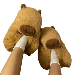 Pantoufles Capybara en peluche pour femmes, chaussures de dessin animé mignonnes et douces, sandales Capibara confortables, pantoufles chaudes d'intérieur d'hiver