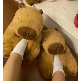 Pantoufles Capybara en peluche pour femmes, chaussures de dessin animé mignonnes et douces, sandales Capibara confortables, chaudes pour l'hiver