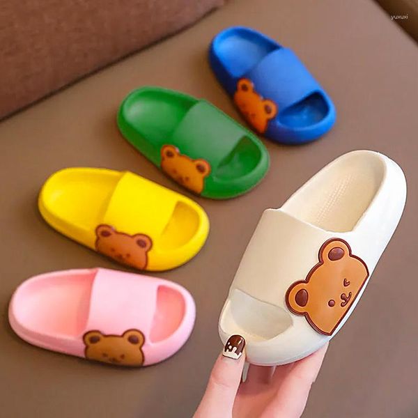 Zapatillas de dibujos animados lindo oso infantil para niño niña verano chico zapatos de playa bebé hogar baño suave interior chanclas niños sandalias
