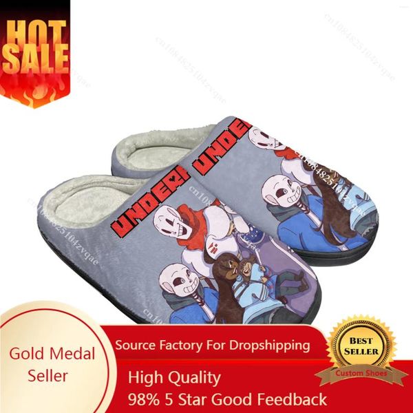 Zapatillas Game de dibujos animados Undertale Sans Skull Home Cotton Algodón Hombres Femeneros Capricon