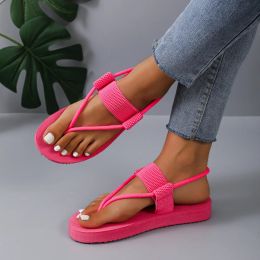 Slippels Casual platte dames strand sandalen slippers zomer tstrap zachte dames sandalen enkelriem zeegebied vakantie sandalen voor meisjes