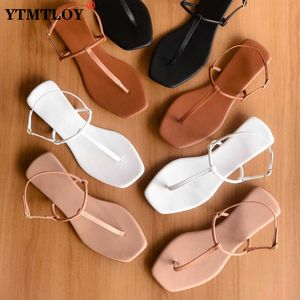 Slippels Casual platte dames strand sandalen slippers zomer T-strek zachte vrouwen sandalen enkelriem zeekandsandalen voor meisjes Z0317