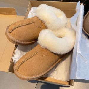Pantoufles châtaigne fourrure diapositives en peau de mouton Tazz nouvelles femmes hommes plate-forme botte chaussures daim supérieur confort automne bottes d'hiver
