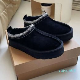 Pantofole Pelliccia di castagna Ciabatte da donna Pelle di pecora Shearling Muli classici Stivali con plateau ultra mini Scarpe slip-on Pelle scamosciata moda marea antivento