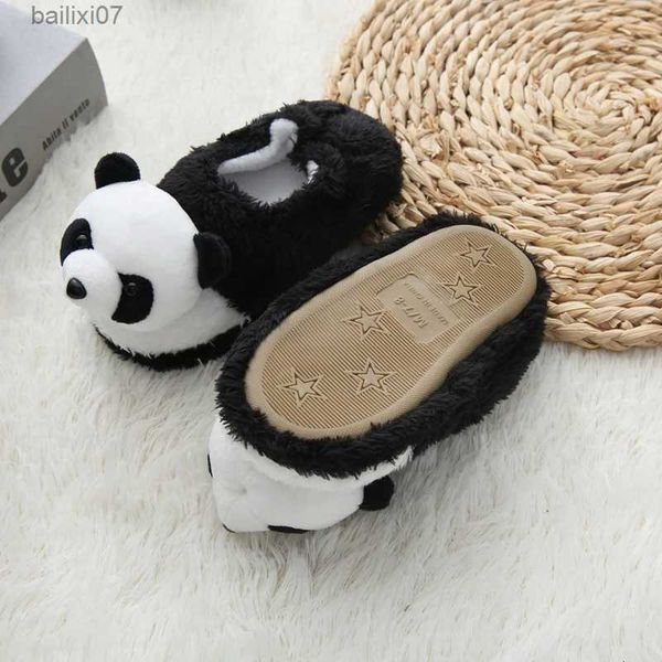 Zapatillas para niños y niñas, zapatillas de interior de invierno, zapatos cálidos de felpa, Panda 3D, niño, suela suave, calzado para el hogar, artículos para bebés R231020