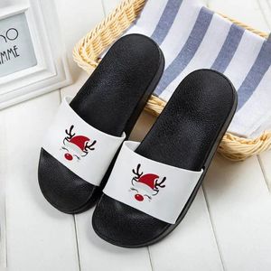 Slippers Kerst ELK PRINT 2024 VROUWEN MANNEN SLIPPER Versio Harajuku Vrouwelijke strandschoen voor vrouwencadeau