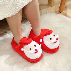 Zapatillas navidad zapatillas de peluche de invierno de terciopelo interior de terciopelo termal dibujos animados santa claus en el hogar zapatos de algodón zapatillas de dormitorio