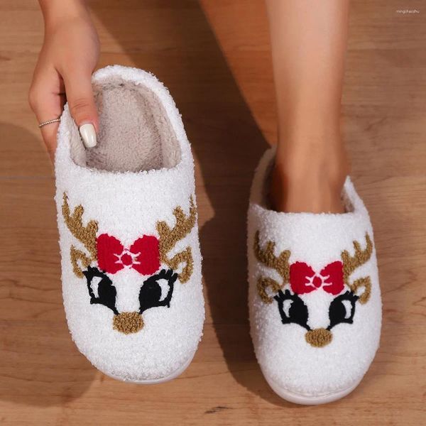 Zapatillas navideñas para hombre y mujer, zapatos de casa con suela gruesa y esponjosa y cálida, de felpa suave, con plataforma alta, para interior