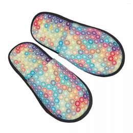 Pantoffels Kleurrijk Mozaïek Geometrische Abstracte Achtergrond Slipper Voor Dames Heren Pluizig Winter Warm Binnen