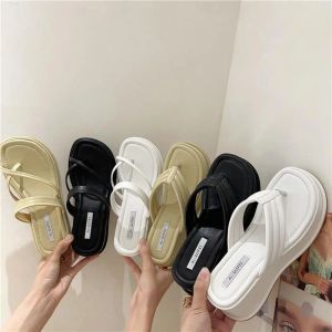 Slippels Comemore zomer dames flip flop platform dames slippers clip teen slip op schoenen dames casaul wiggen vrouwelijke glijbanen sandalieën 40