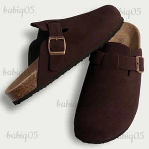 Slippers Comwarm Nieuwe Boston Klompen Voor Dames Heren Suède Muilezels Slippers Mode Aardappel Schoenen Outdoor Kurk Binnenzool Sandalen Met Steunzool T231024