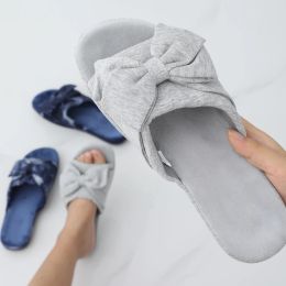 Slippers Comwarm Sandales d'automne d'été pour femmes Tie Dye Bow Open Toe Slipon House Slippers with Arch Support Four Seasons Cotton Slippers