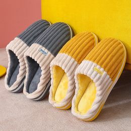 Pantoufles Comwarm hiver chaud pantoufles en peluche pour femmes hommes épais semelle souple antidérapant fourrure coton pantoufles maison intérieur Couple chaussures 230302