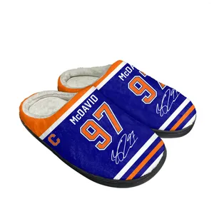 Slippers Connor McDavid Ice Hockey No 97 Home Cotton Mens Womens Plushroom Keep Chores chaudes Chaussures personnalisées thermales