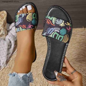 Slippers Coole pantoffels voor dames in de zomer van 2024 nieuwe grote en veelzijdige slippers met platte bodem en ronde neus strand damesslippers T240220