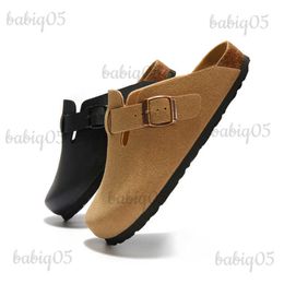 Pantoufles COSMAGIC 2023 nouveaux hommes boucle Nubuck cuir liège pantoufle décontracté femmes couleur unie plage à l'extérieur antidérapant fermé orteil diapositives babiq05