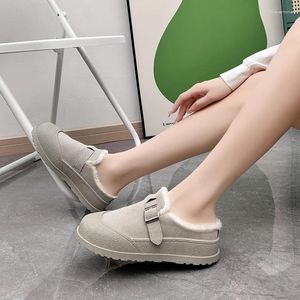 Slippers Katoenen schoenen Dames 2024 Winter Pluche Veelzijdig Student Tidal Dikke zool Halve ondersteuning Casual