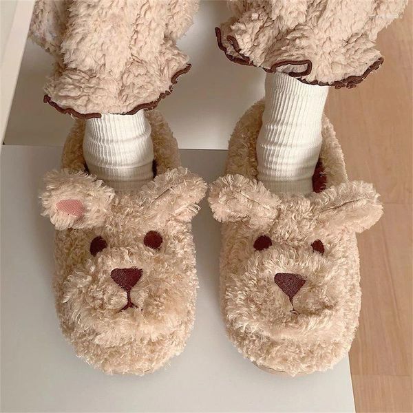 Pantoufles en coton pour femmes, pantoufles d'hiver avec chiot mignon, couverture de talon, chaussures de maison chaudes et douces en peluche, bottes de neige d'intérieur, 2023