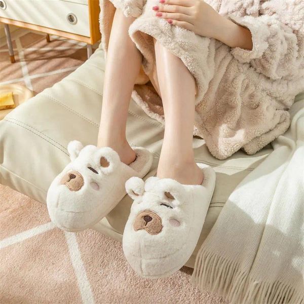 Pantoufles coton femmes maison d'hiver à fond épais chaussures de ménage non glip