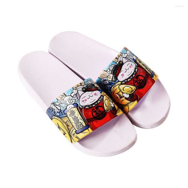 Pantoufles Couple Soft Brand Slide Sandales Impression chinoise Tongs Plus Taille 35-44 À la mode