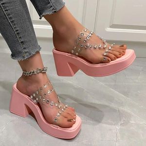 Slippers Crystal High Heels Femme 2024 Summer Fashion PVC Chaussures de luxe pour pompes de fronde transparente Zapatos Mujer