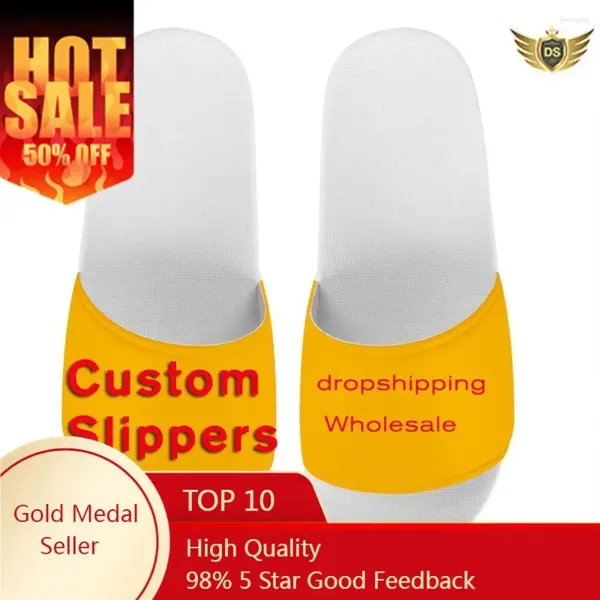 Slippers Custom Shoes Men Flip Flop Designer Personnalisez votre image 3D Imprimer des flops sans glissement d'été Drop plate