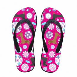 Slippers Aangepaste Teckel Garden Party Merk Designer Casual Womens Home Slippers Platte Slipper Zomer Mode Flip Flops voor Dames Sandalen 37SQ #