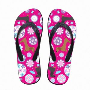 Slippers op maat gemaakt Teckel Tuinfeest Merk Designer Casual Dames Thuis Slippers Platte pantoffel Zomermode Slippers voor dames Sandalen K2Pn #