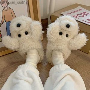 Pantoufles Mignon Animal Pantoufles Mode Kaii Fluffy Hiver Chaud Pantoufles Couple Chaussures Femmes Intérieur Fourrure Chien En Peluche Pantoufles Z230805