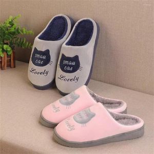 Pantoufles mignon dessin animé hiver pour femmes hommes rose bleu gris noir court en peluche chaud maison chaussures plat avec garder diapositives mâle