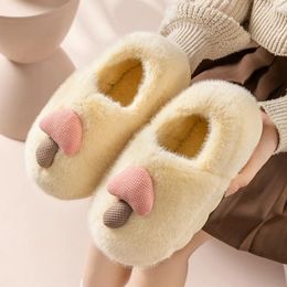 Pantofole in cotone carino per le donne in inverno peluche sensazione antiscivolo uomo suola spessa coperta per uso domestico Baotou coppia