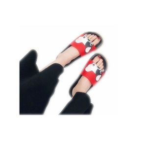 Slippers Leuke Hond Cartoon Vrouwen Slides Mode Pu Leer Strand Schoenen Platte Hakken Slippers Barefoot Zapatillas Mujer Drop D Serie Willekeurig