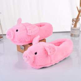 Pantuflas Cute Fuzzy Pig Plush Pantuflas - Animal Novedad Antideslizante Cálido Invierno Para Damas Niños