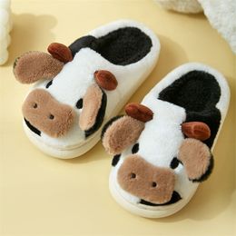 Pantoufles mignonnes lait vache moelleux furn fours femmes hommes hiver chauds fermé peluche maison kawaii girl girl boy glins maison chaussures drôles 221103