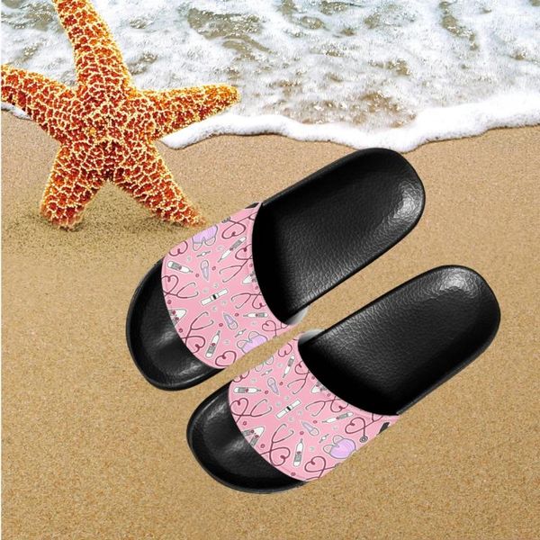 Zapatillas lindo técnico veterinario suave plano interior mujeres baño cómodo para damas niñas sandalias de playa al aire libre